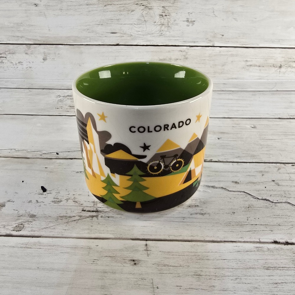 Starbucks You Are Here Collection Colorado Coffee Mug 14oz 2017 Green Interior‎